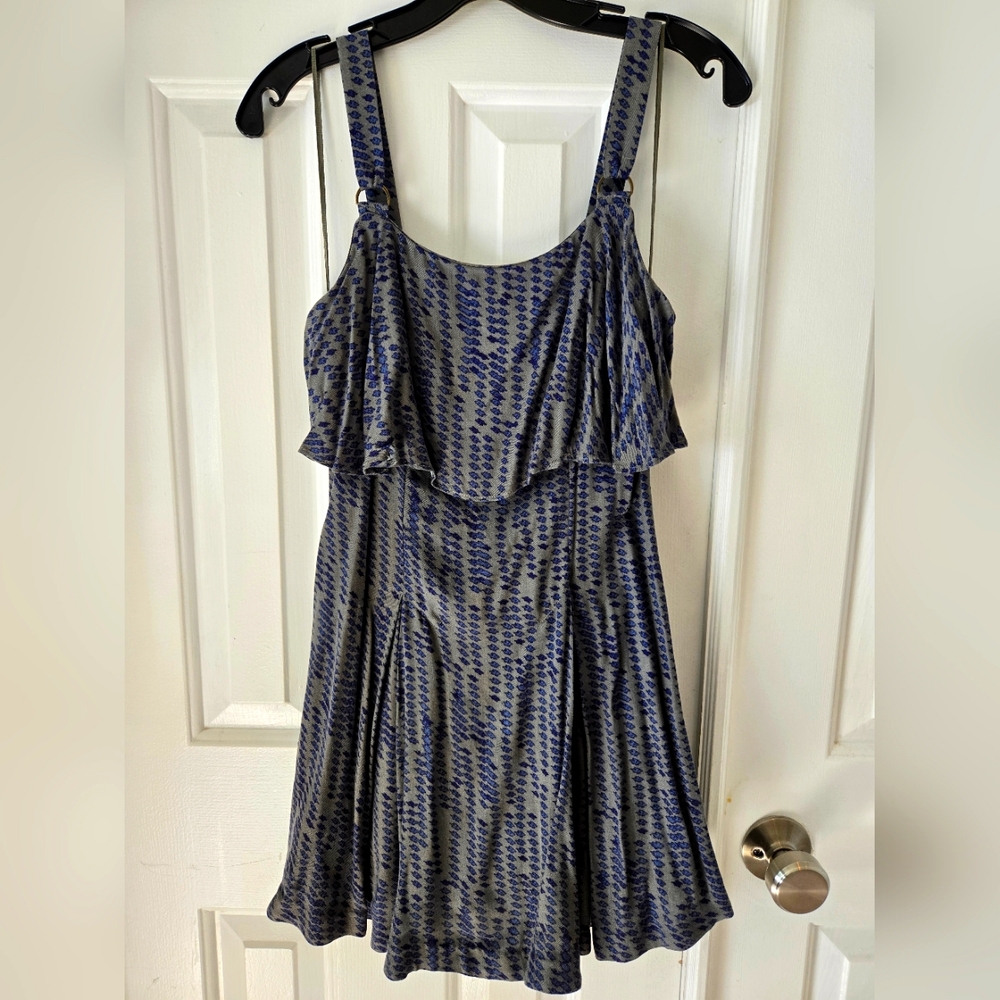 NWT Free People Blue Grey Mini Dress Martini  Size 0 XS